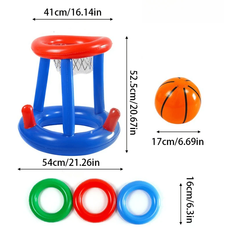 풍선 풀 농구 세트, 부동 수영 반지 및 비치 볼 게임 여름 파티 재미는 어린이 및 성인을위한 물 싸움을 선호합니다