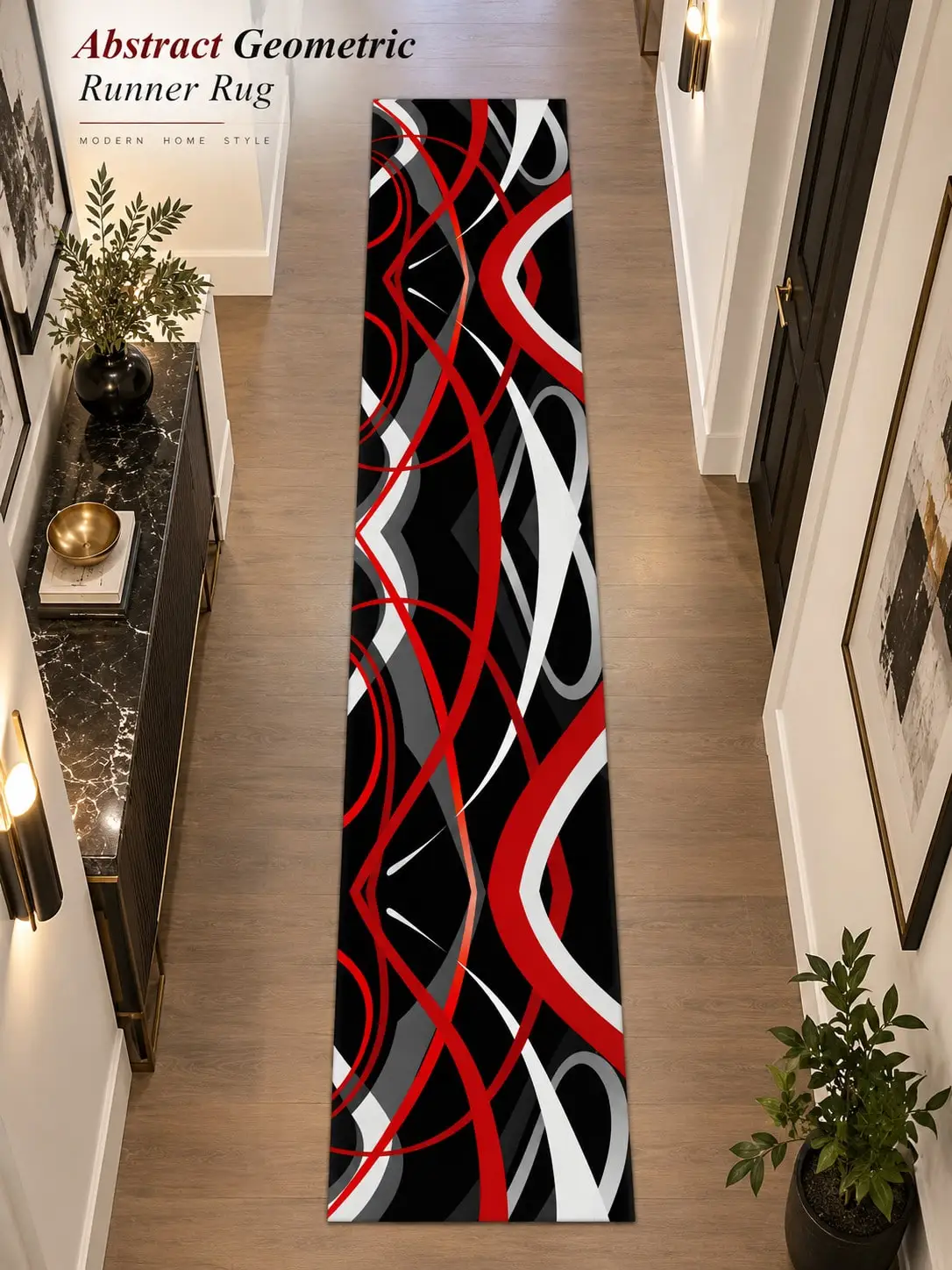 Geometric Aisle Runners Curved Line Design for Hallway Kitchen Entryway Bedroom Living Room Floor Decor Runner Rugs for Home Apartment Corridor Anniversary Birthday Gifts for Family Friends Long Carpet for Indoor Porch Dining Room Office Studio