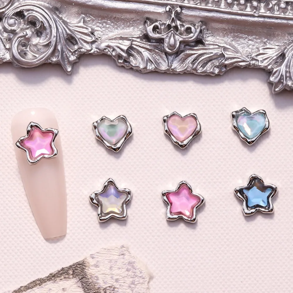 5pcs Beauty Alloy Pentagram Nail Art Flash Ins 3D Nail Rhinestones Stars Glitter Nail Art Ornaments Girls