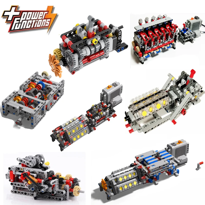 MOC Creative Electric DIY High-tech Parts Assembled Building Blocks Motor Gearbox Reverse gear Mechanical Group Model Engine Toy