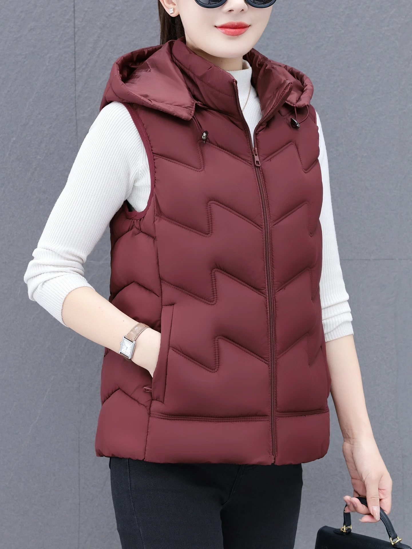 

Women's down Cotton Vest Autumn Winter Casual Svel Outerwear New 2025 Model Thermo Polyester ort Length Zipper Closure