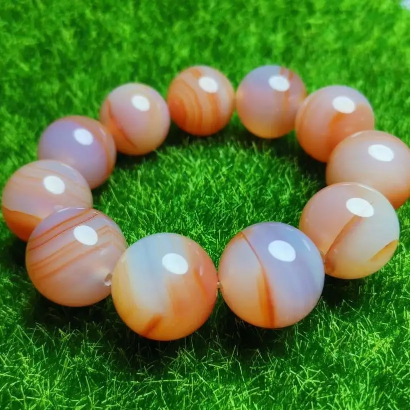 Natural Water Ripple Agate Round Beads Single Loop Bracelet Exquisite Fashion Popular Bracelet