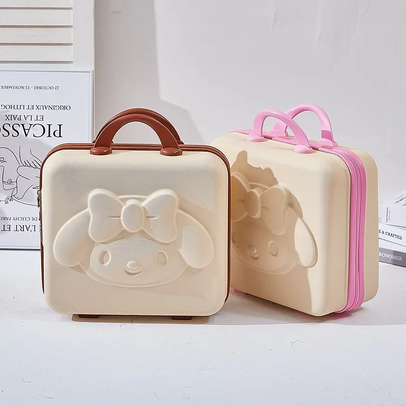 Kawaii My Melody Cartoon Hand Luggage 16/14 Inch Mini Anti-drop Fashion Cosmetic Clothing Storage Box Kawaii Travel Suitcases