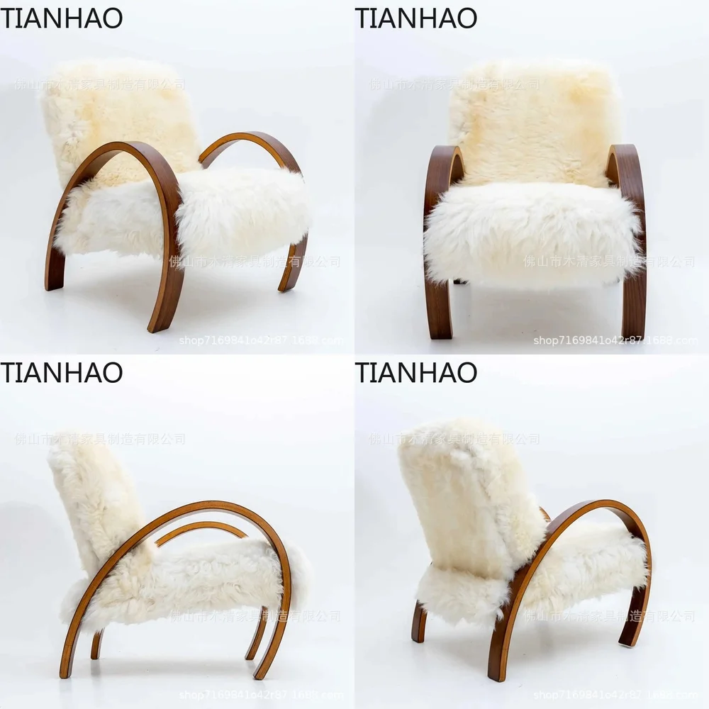 Nordic Modern Solid Ash Wood Armchair for Living Room White Vintage Lounge Chair for Relaxation Minimalist Single Seater Sofa
