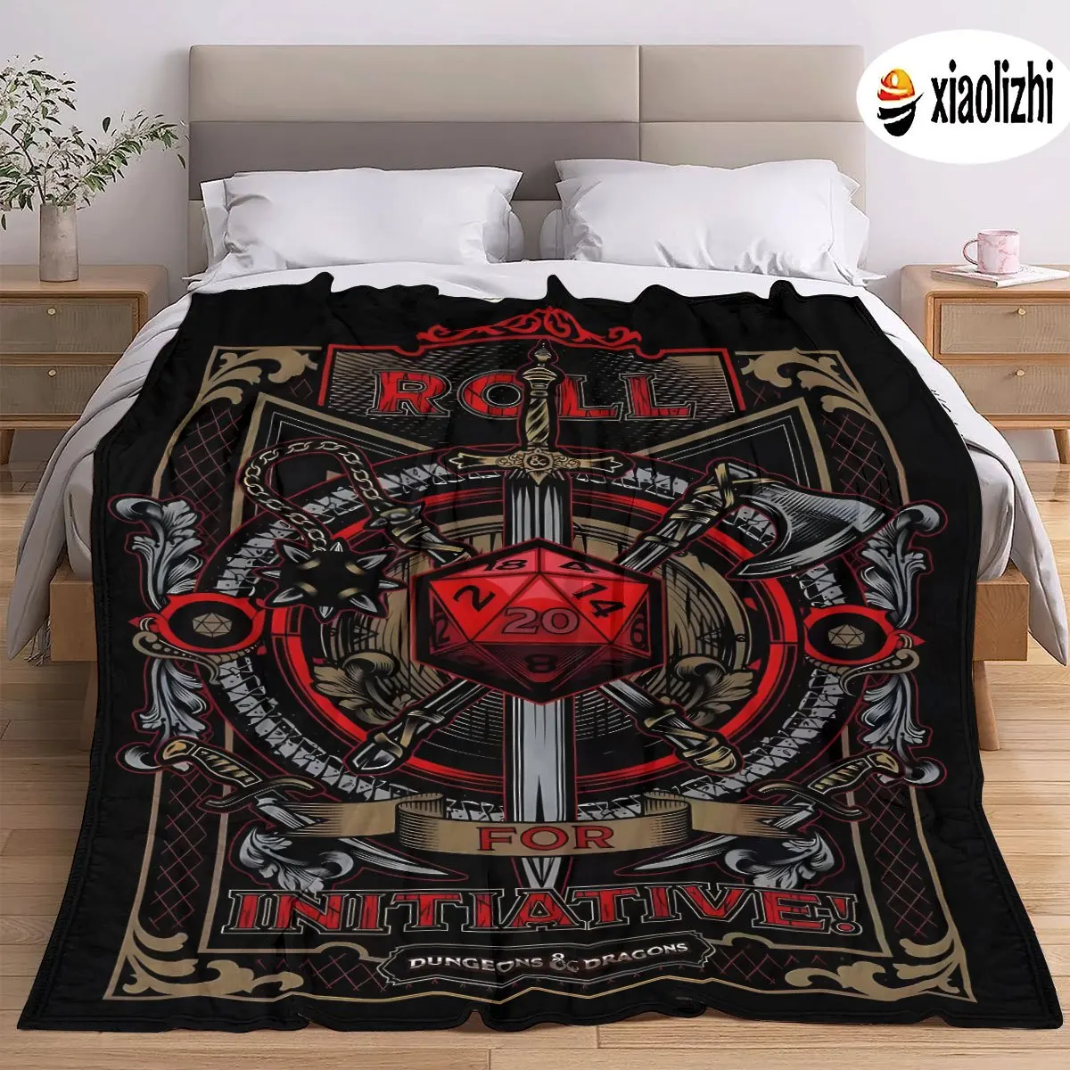 Dungeons Dragons D\u0026D Initiative Roll Game Blanket Throw Cozy Microfiber Fleece RPG Gamer Gift for Geek Boy Girl Boy Friend