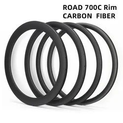 Road Bike Carbon Fiber Rim Wheel Frame 38MM/50MM/60MM V Brake Disc Brake Ultra Light No Logo Carbon Rims
