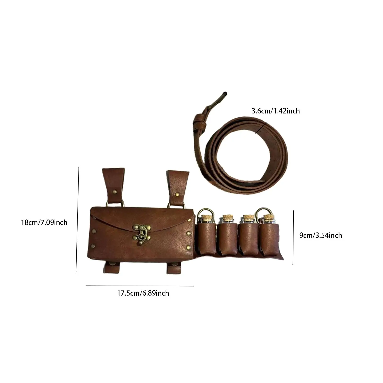 

Medieval Belt Bag Lockable with 4 Potion Bottle Medieval Bag Fanny Pack Medieval Belt Pouch for Party Casual Men Renaissance