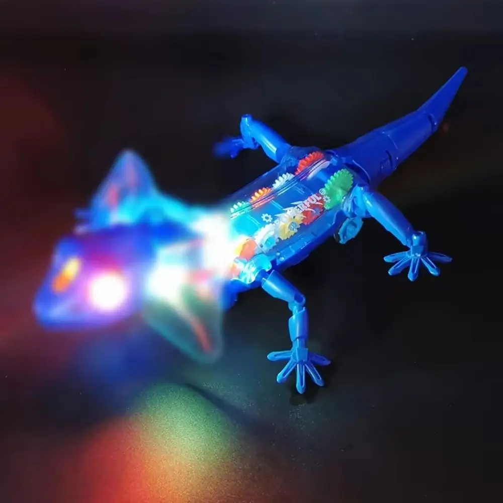 Modelo robótico eletrônico animais de estimação lagarto sons luzes lagarto transparente andando eletrônico kawaii lagarto
