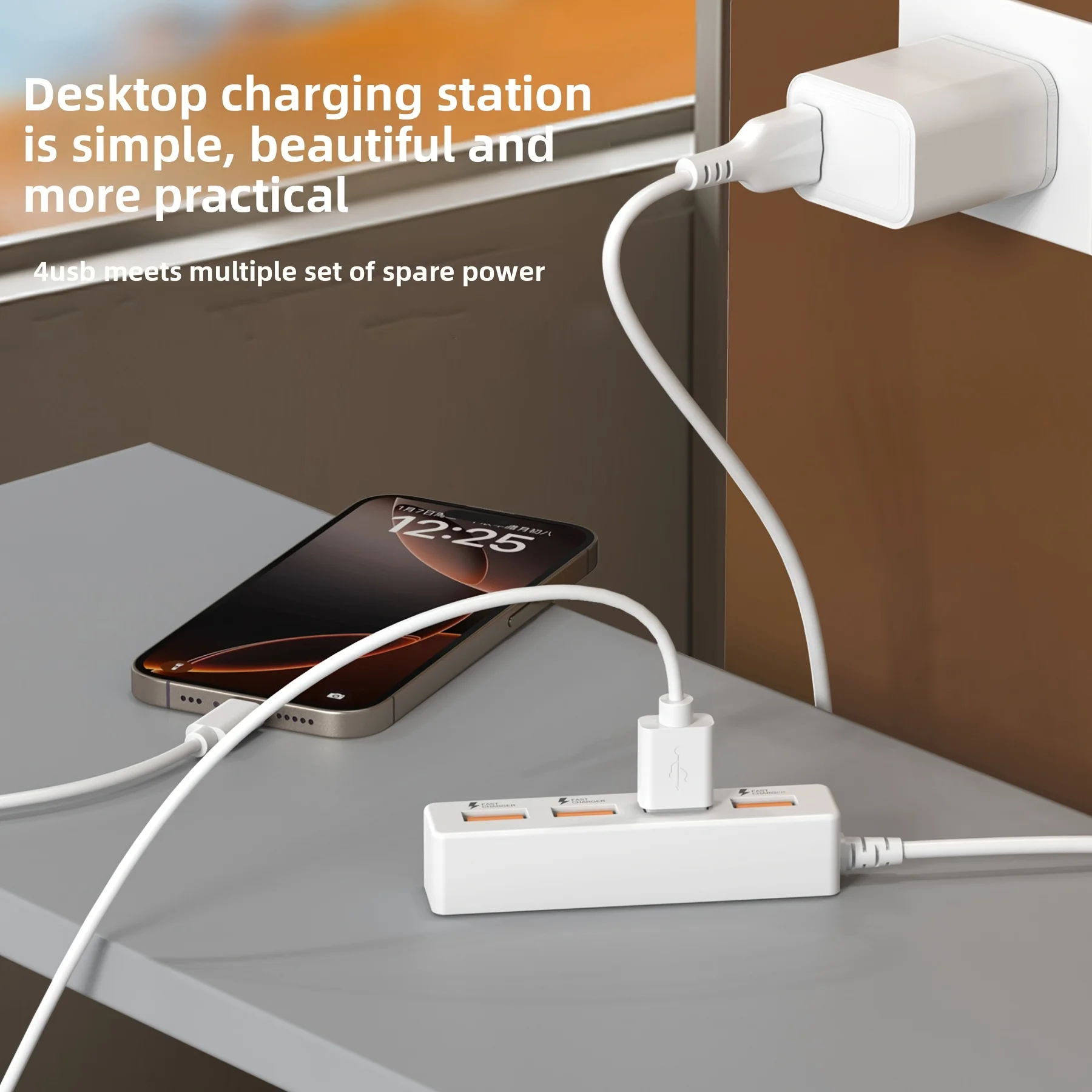 8 in 1 USB Charging Station 25W PD Type C Power Strip Multi Port Desktop HUB Phone Adapter For iPhone 16 Samsung Xiaomi Huawei