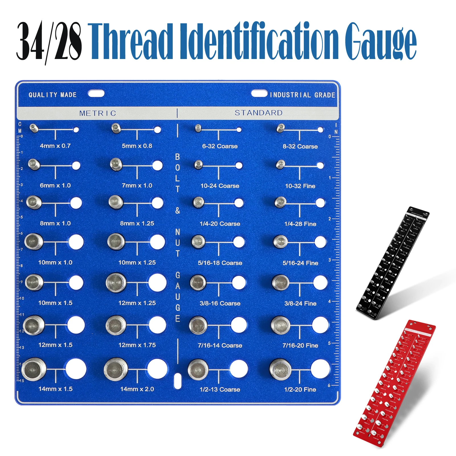 28/34 precyzyjny wskaźnik identyfikacji gwintu śruba i nakrętka Cal do sprawdzania gwintów i Standard miernika metrycznego identyfikatora rozmiaru
