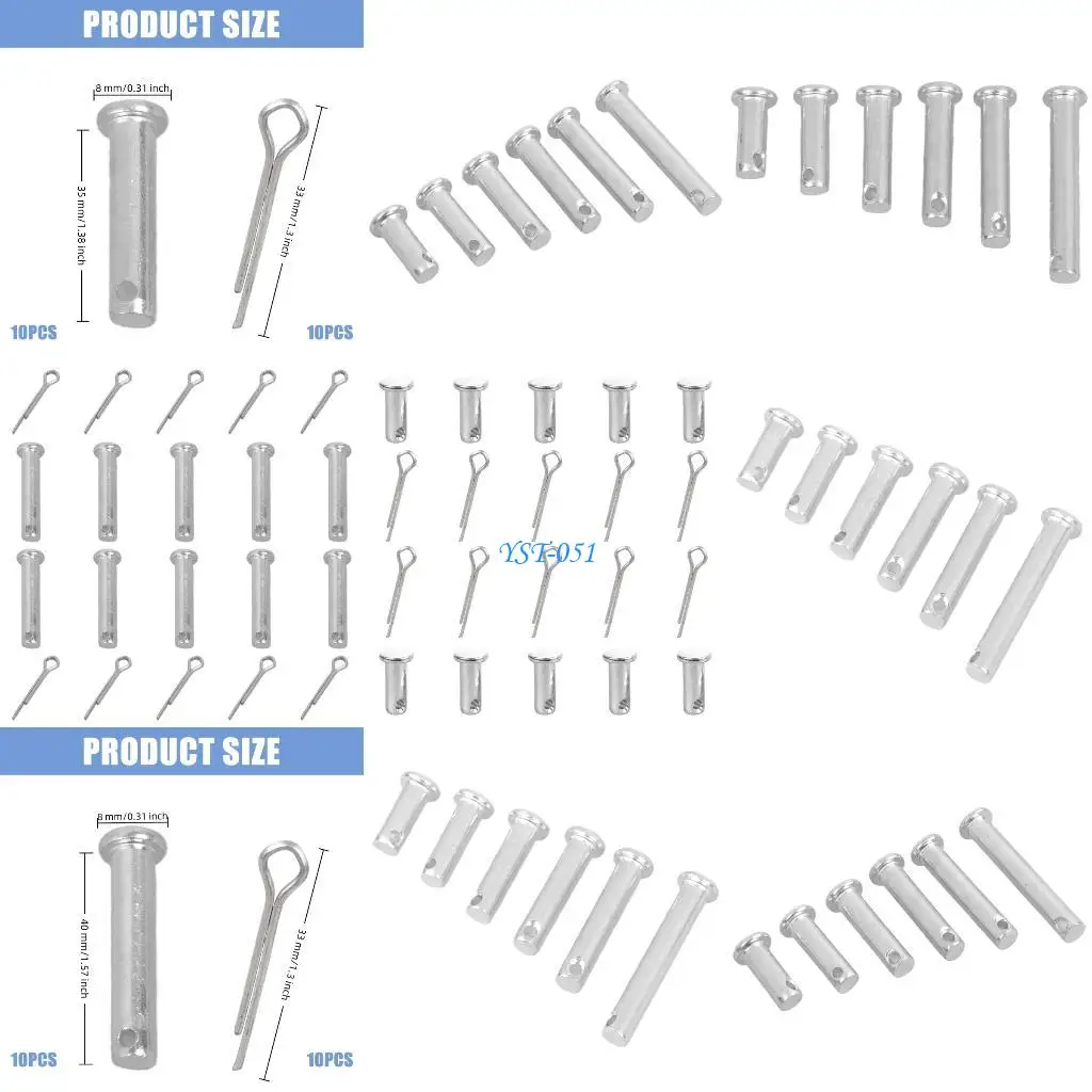 

E15A 10Pcs Multipurpose Single Hole Clevis Pin Stainless Steel Link Hinge Pin Cylindrical Positioning Insert Dowel Pin