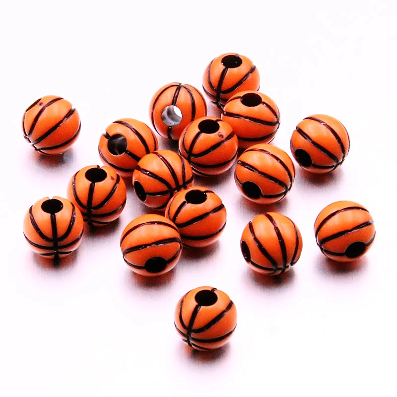 20-100Pcs Sport Rugby Tennis Basketball Football Charm Beads Spacer Acrylic  Bracelet Necklace DIY Craft Jewelry Materia Finding