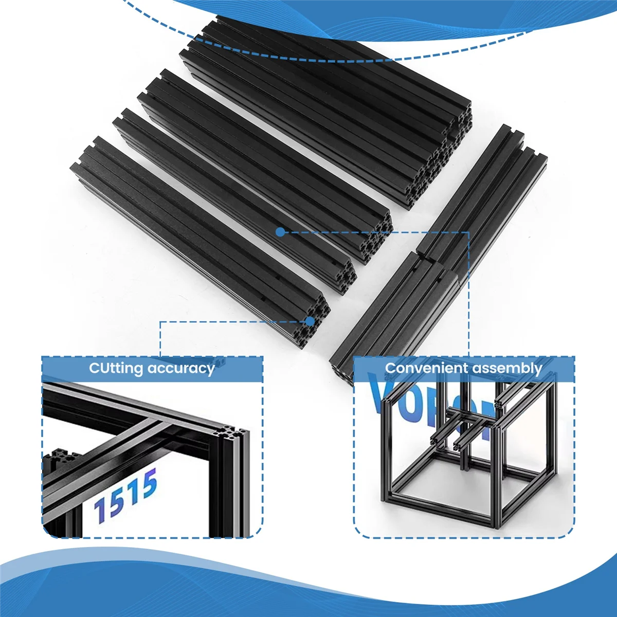 FZFZ 0.2 V0.2 1515 アルミニウム フレーム押出キット、強化された 3D プリンティング用 - 事前タップおよび穴あけ済み