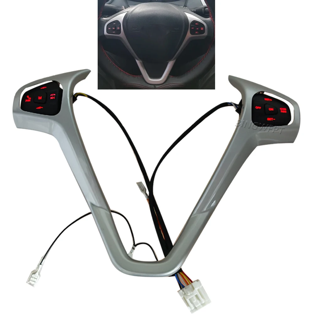 

A set New Button+Frame+Wire Steering Wheel Cruise Control Buttons For Ford Fiesta MK7 Ecosport 2013