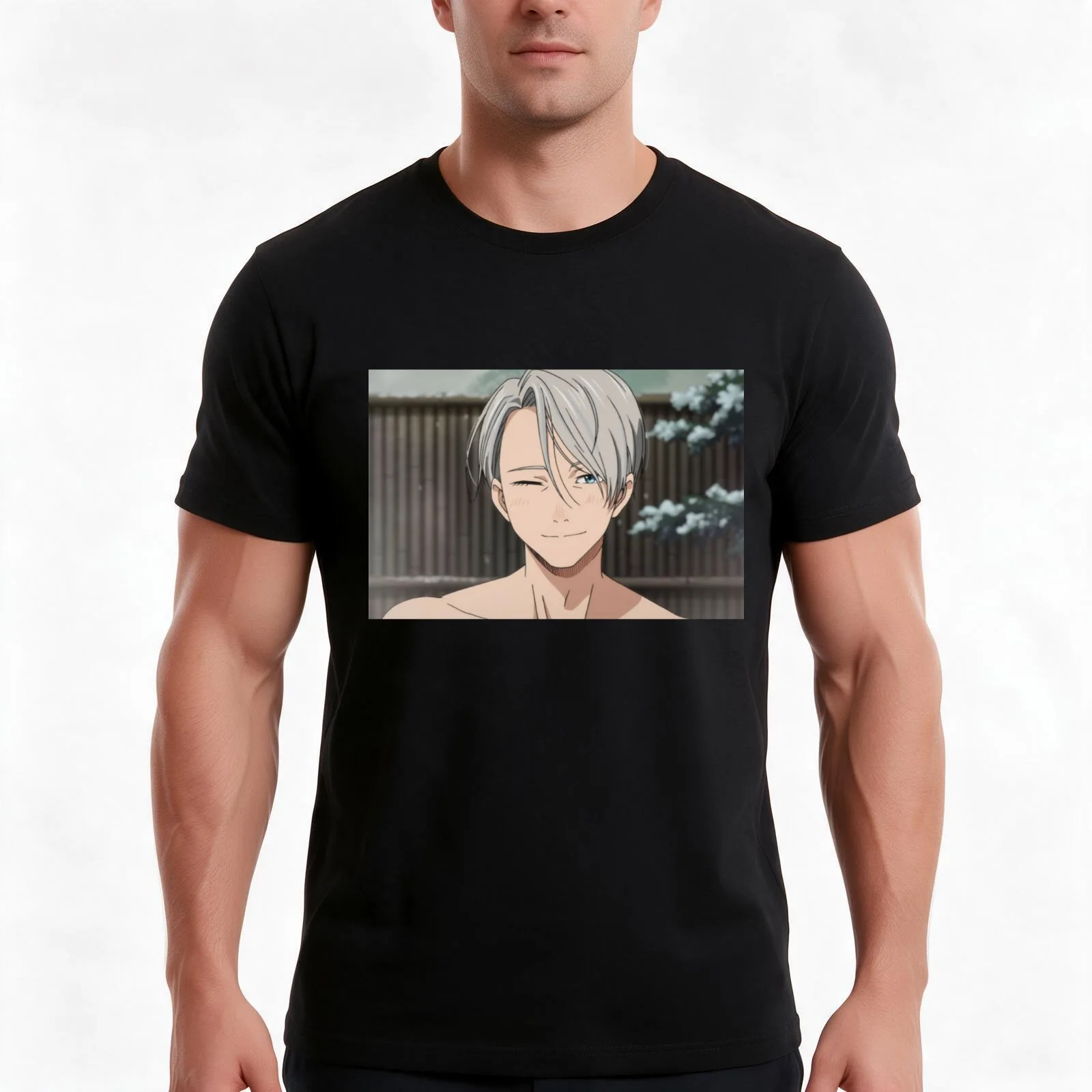 Victor!!! on ice T-Shirt, Summer Casual Cotton Tee, Oversized Streetwear Tops, Vintage Graphic Print, Loose Fit Short Sleeve