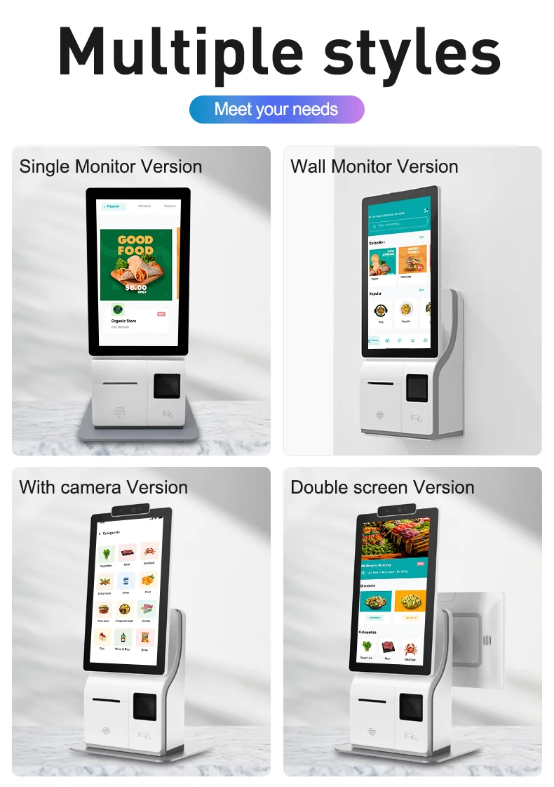 Self Ordering Kiosk Wall Mount Indoor Self Service Pos System Equipment Payment 15.6 Inches Interactive Touch Screen Kiosk