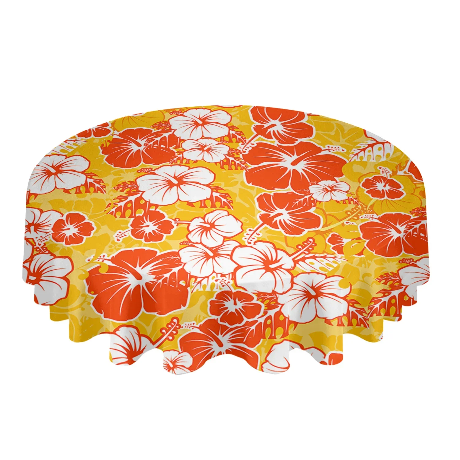 Hawaiian Tropical Flower Texture Round Tablecloth Waterproof Table Cover Home Kitchen Table Cloth Dining Table Decoration