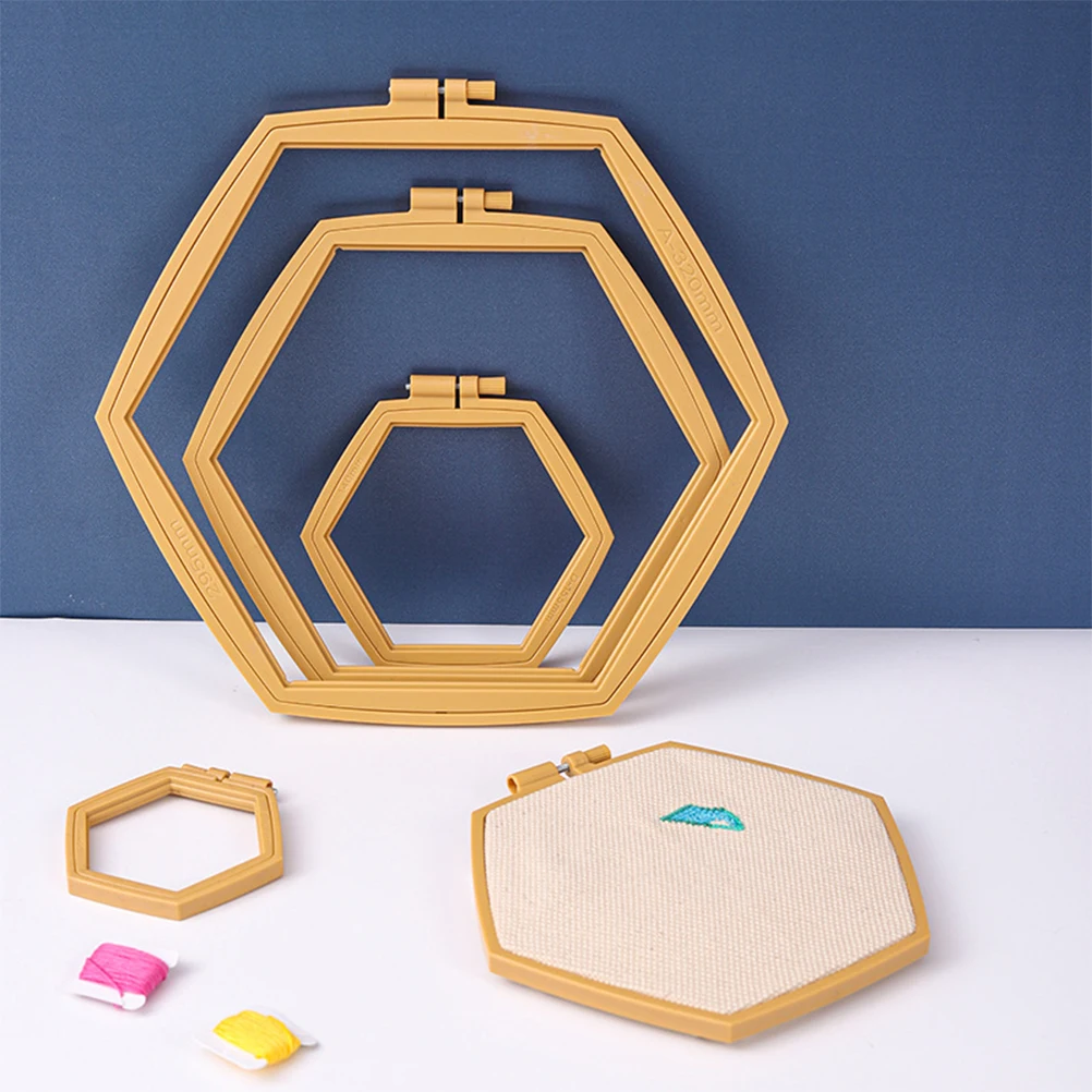 

4pcs Cross Stitch Embroidery Accessories Hexagon Hoops Adjustable Tools Reusable Craft Sewing Oval Hoop Round Rings ABS Plastic