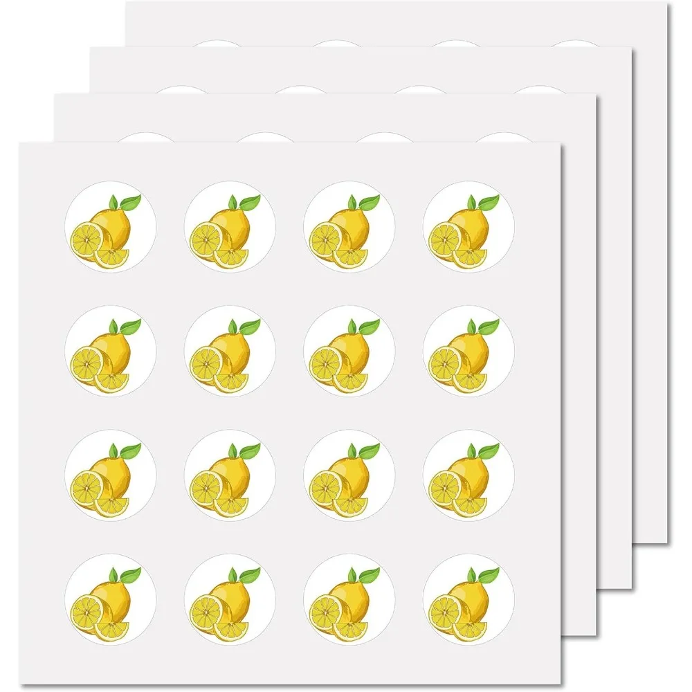 128Pcs Lemon Planner Stickers Fruit Vinyl Decal Self-Adhesive Waterproof Sticker Round Bulk Yellow Stickers for Water Bottles