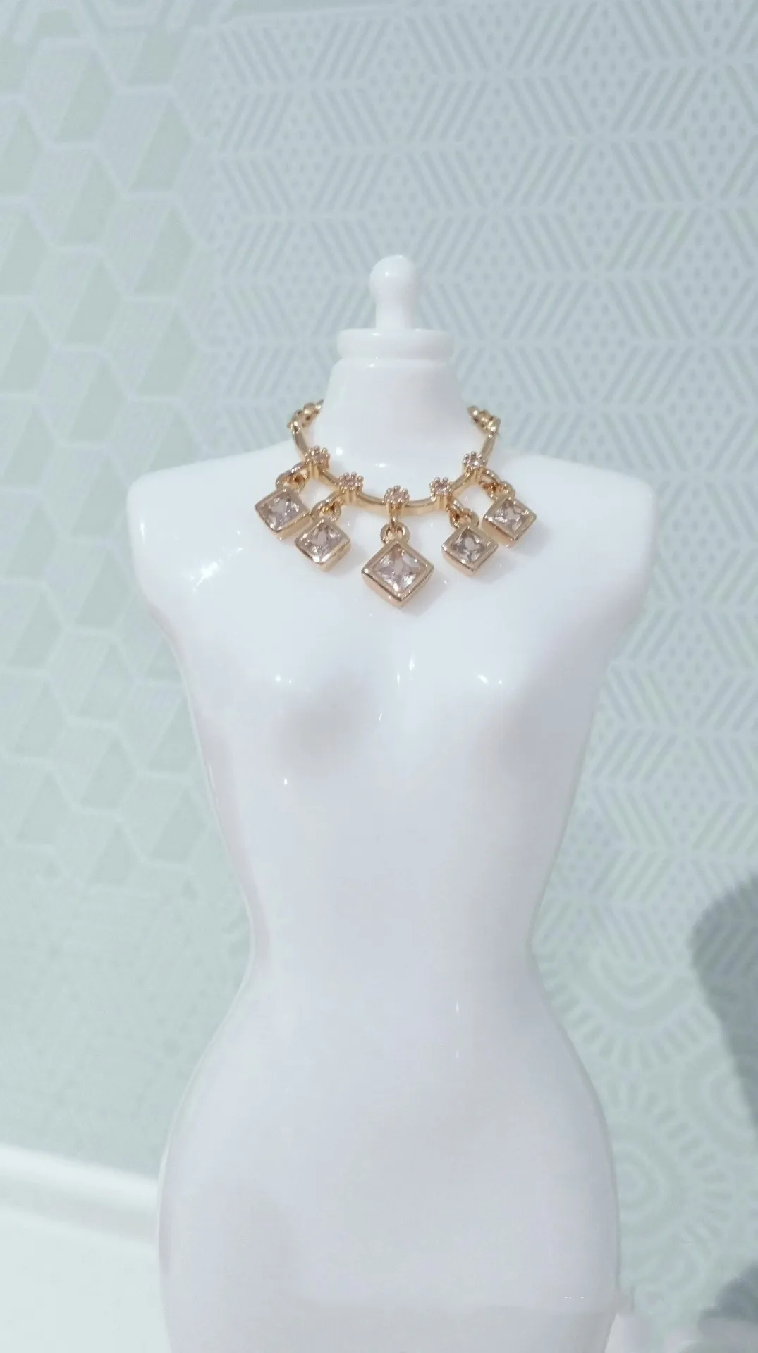 

Doll accessories zircon square pendant necklace 1/6 scale necklace jewelry free shipping