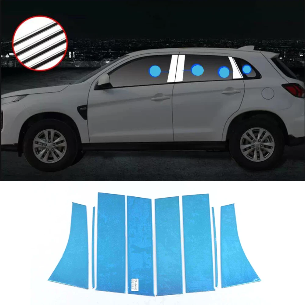 

For Mitsubishi ASX 2013-2022 Car Pillar Central Middle Column Pc Window B C Pillar Strip Stainless Sticker Cover Accessories