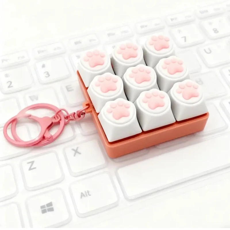 Cat Pawl Decompression 9 Keyboard Key Toy For Adults Antistress Toys Boys Girls Anti Stress Finger Keyboard Games Keychain