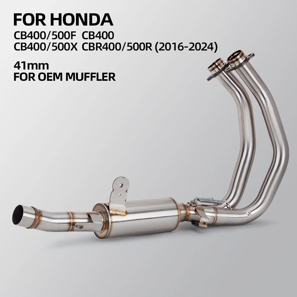 Motorcycle Full Exhaust System Front Middle Tube Link Pipe Muffler For Honda CB400R CB500R CB400F CB500F CB400X CB500X 2016-2024