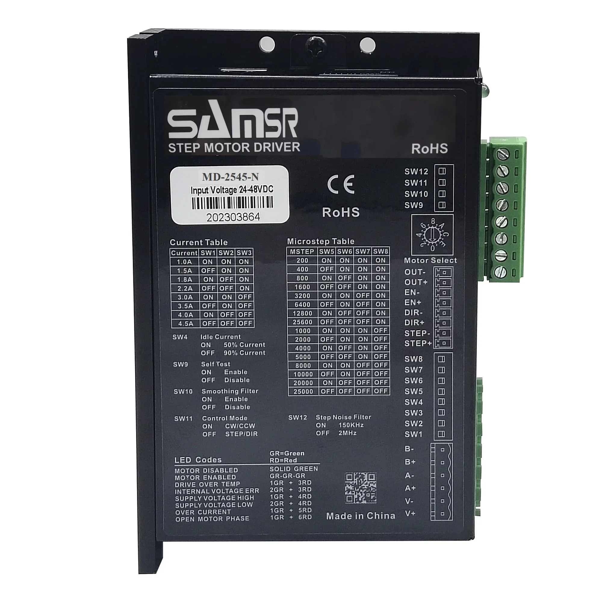 SAMSR CNC محرك متدرج سائق 1.0-4.5A 24-48VDC 128 قرارات مايكرو خطوة لمحرك متدرج Nema 17 و 23