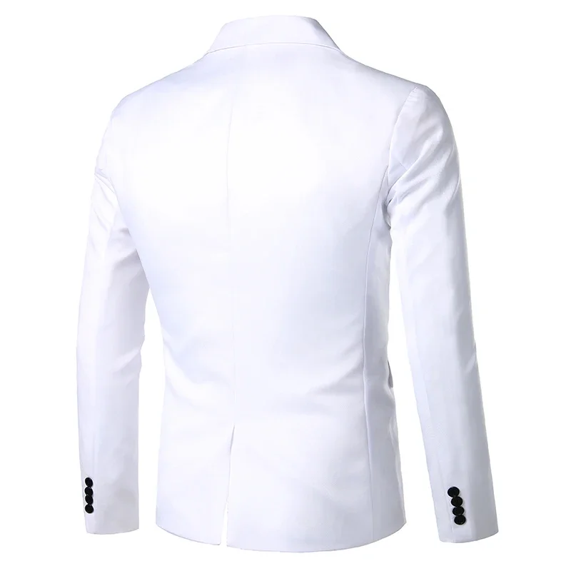 Blazer casual de botão único masculino slim fit, ternos de festa de casamento, blazers com gola monocromática, preto e branco, nova chegada, 2023