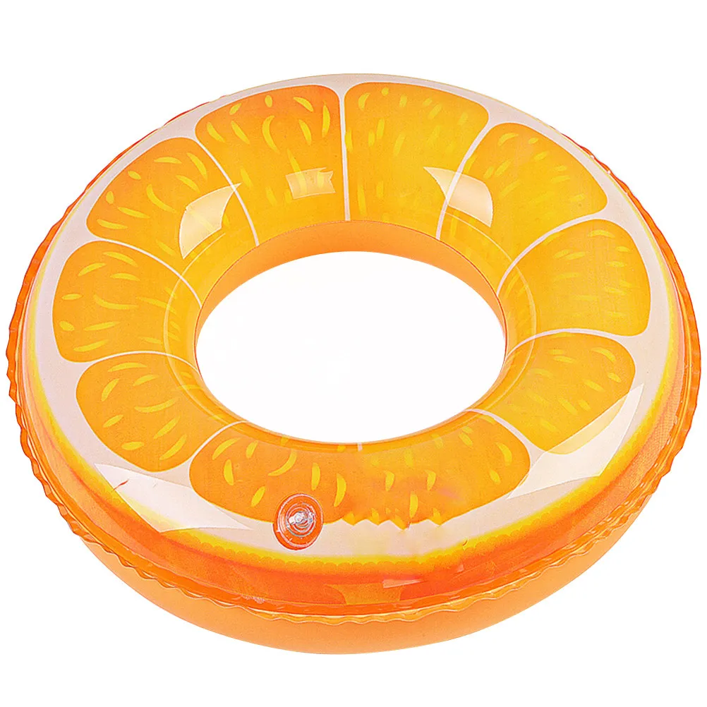 

Orange Fruit Pattern Inflatable Swimming Ring Kids Safety Friendly Material Easy Inflate Deflate for Pool Beach Lake