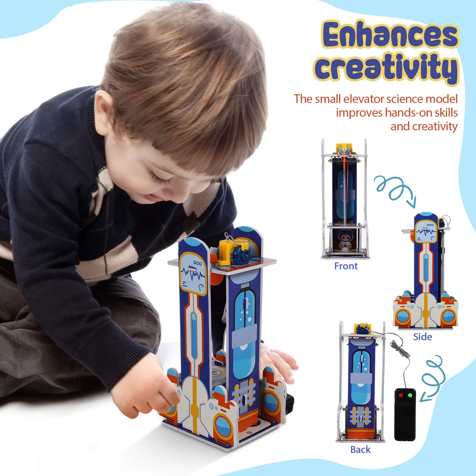 1 مجموعة 1 مجموعة مصعد تجميع اليدوية للأطفال مشروع بناء الجذعية لغز ميكانيكي التعليمية لتقوم بها بنفسك عدة