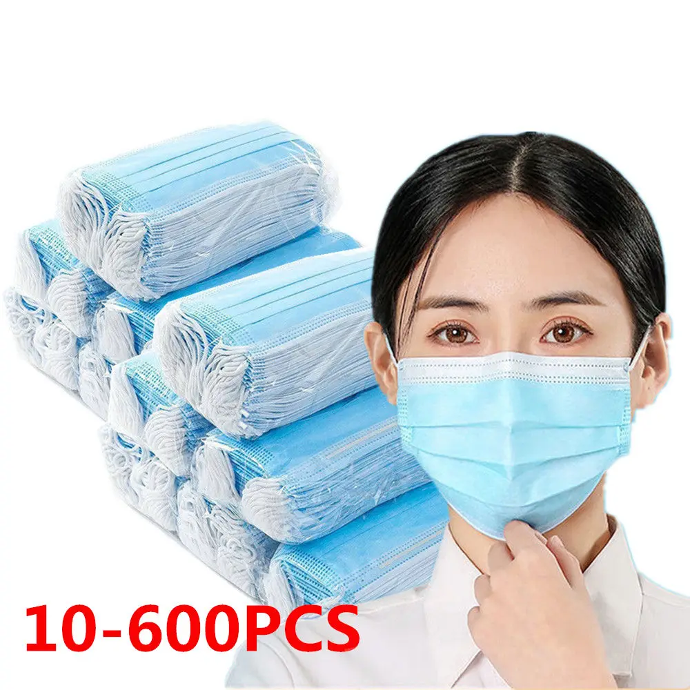 

10-600PCS Blue Masks Disposable face Mask Mascarillas Quirurgicas Homologadas 3 Ply Masks For Adult Facial Masque Chirurgical