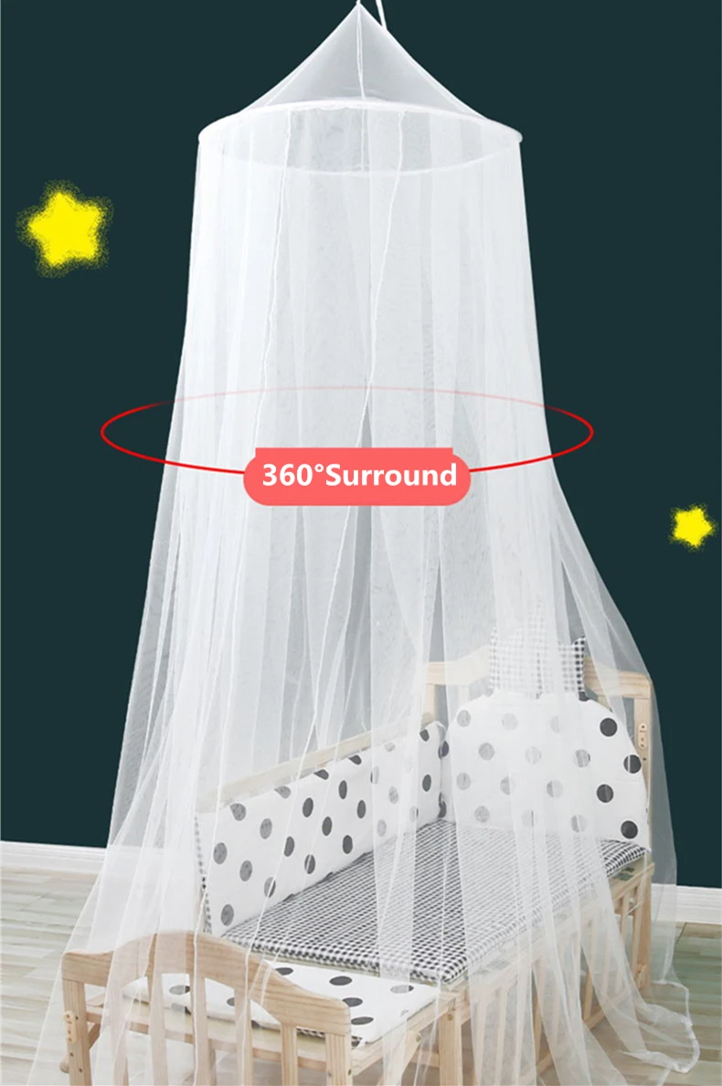 New Baby Crib Hung Dome Mosquito Net with Light Princess Girls Mosquito Net Kids Room Decor Baby Bedding Canopy Tent Net Curtain