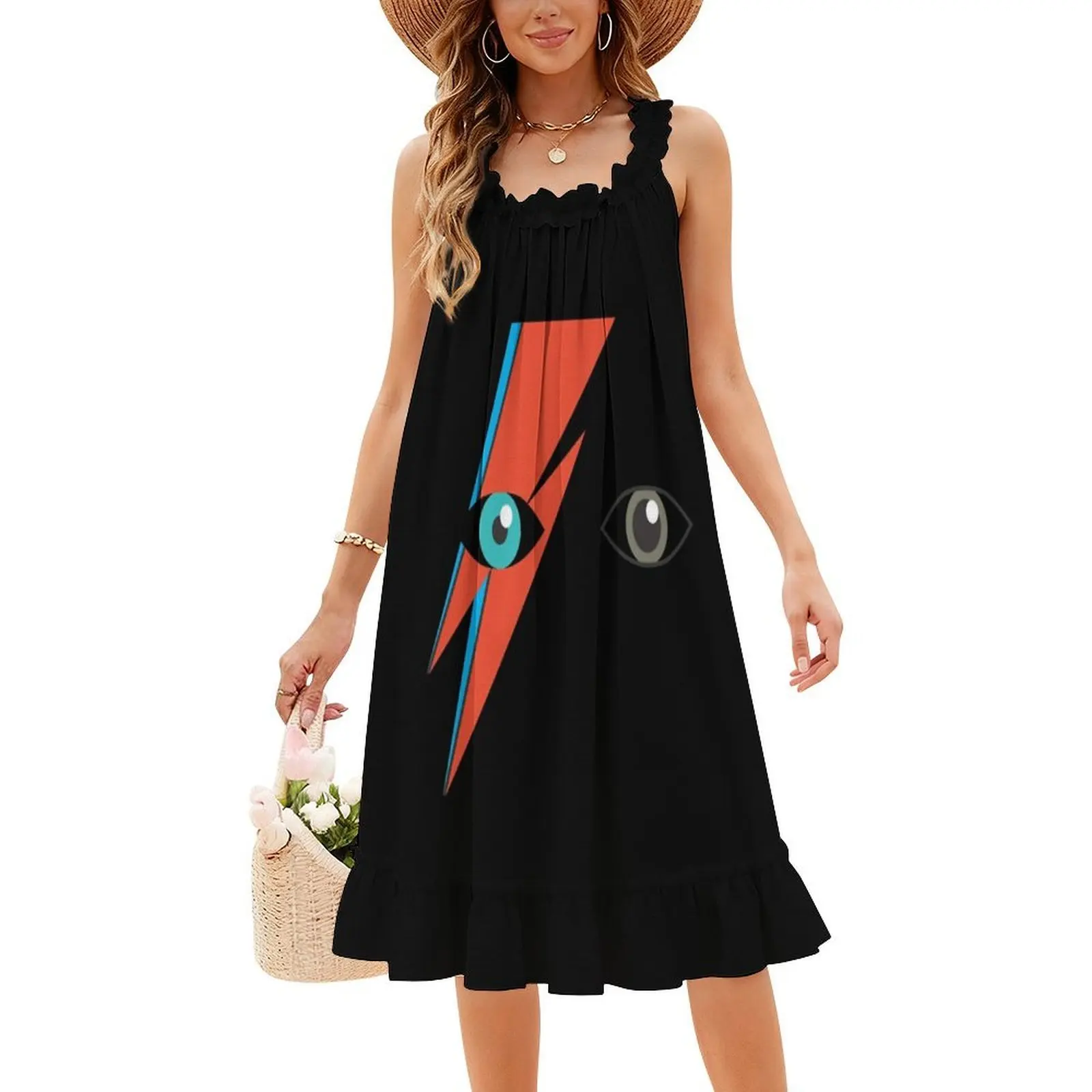 Bowie ( Aladdin Sane ) Women's Streetwear Party Dress Trendy Print Club Clothing For Female Bowie Aladdin Sane Womens Dresses #4