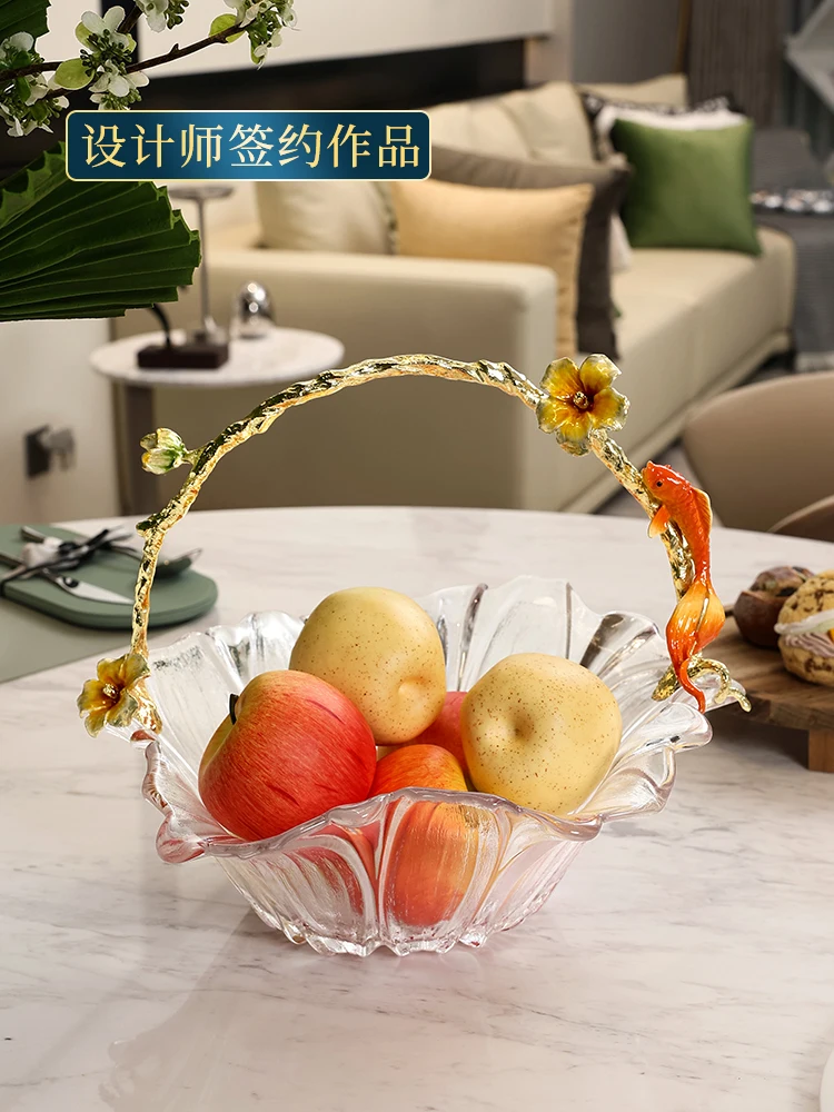 Fruit basket, family living room, coffee table, glass fruit plate