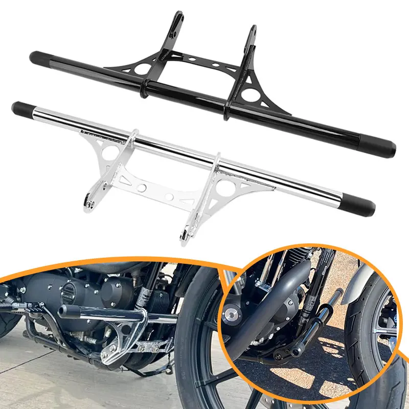 Motorcycles Crash Bar Highway Foot pegs Engine Guard Bumper Black Chrome For Harley Sportster XL883 1200 X48 72 2004-2025