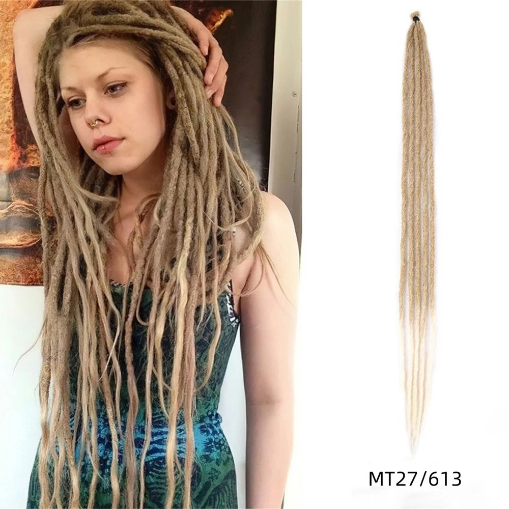 24 Inch Synthetic Dreadlock Extensions 5 Strands Hippie Dreads Ombre Color 0.6 cm Width Loc Extensions Reggae Style Crochet Hair