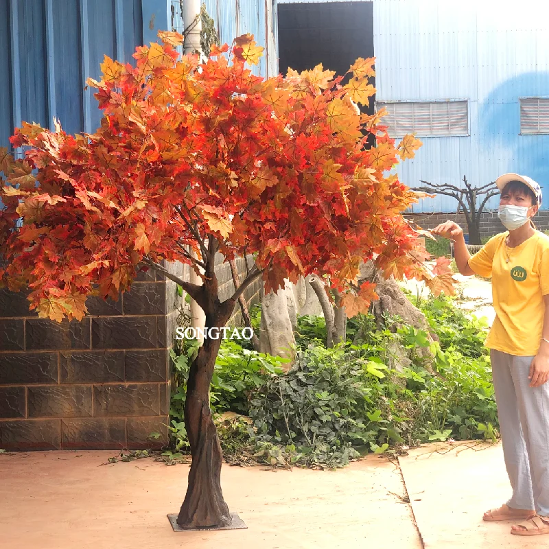 custom.Japanese Artificial Near Natural Autumnal Plants Tree  Indoor Outdoor Red Maple Leaf Trees