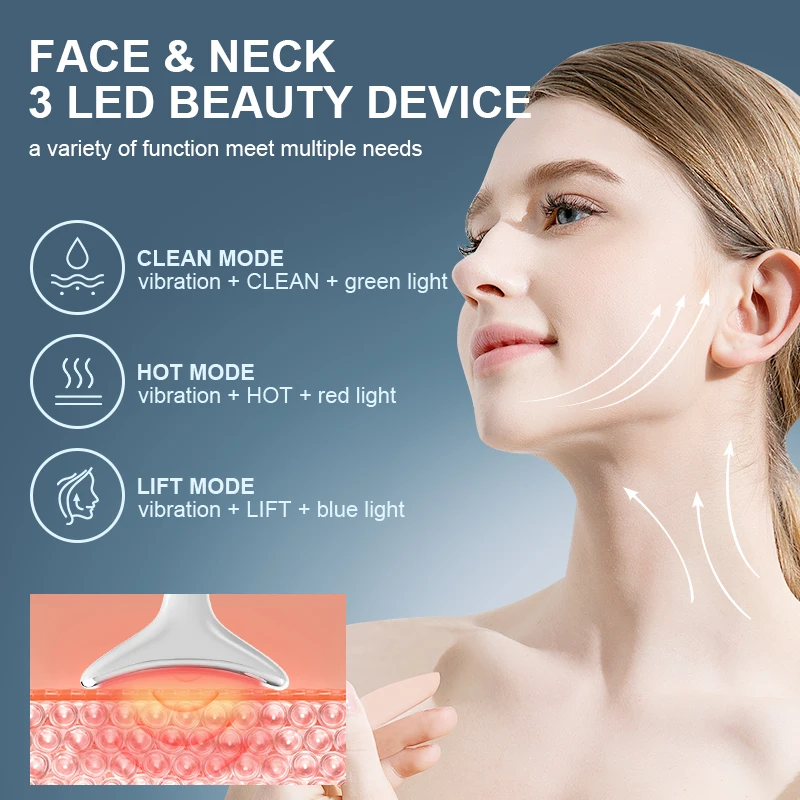 VLVEE أداة تجميل الرقبة الكهربائية EMS جهاز تجميل الوجه الساخن ضغط الوجه رفع مدلك أداة العناية بالبشرة مهرجان هدية