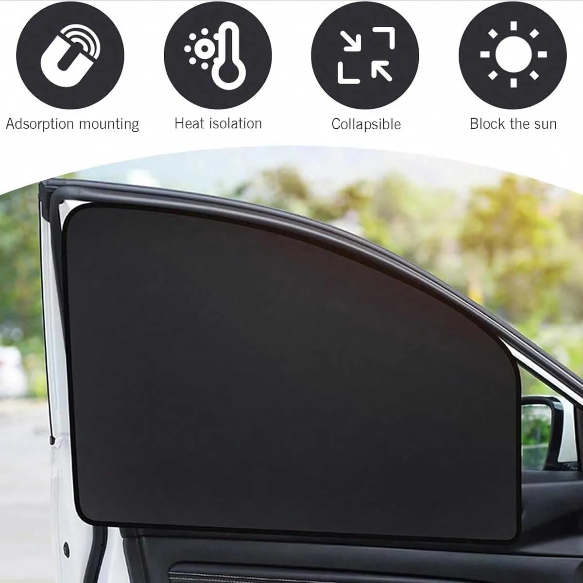 4 Pack Magnetic Car Side Window Parasol - Titanium Silver Front and Rear Privacy Curtain for Car, SUV, Strong Adsorption
