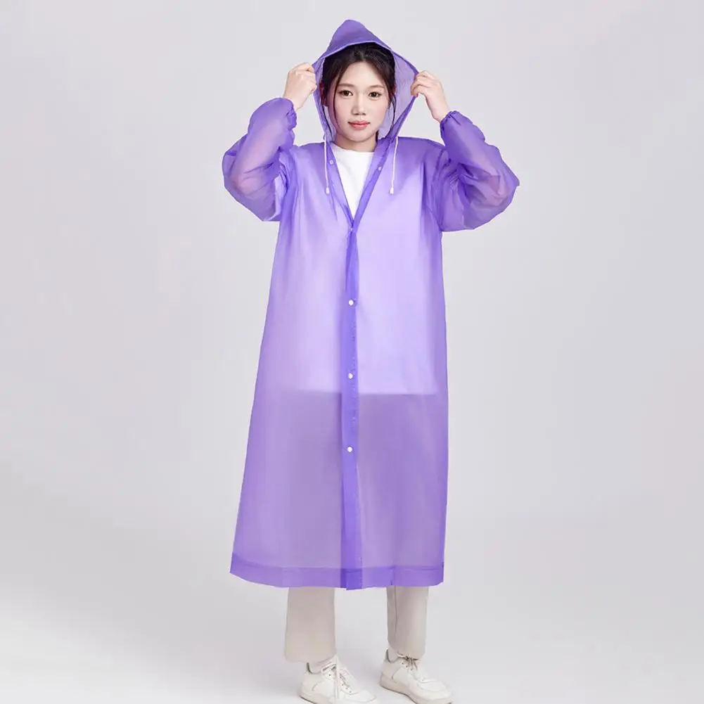 Outdoor Rain Poncho Ultralight Waterproof Hooded Raincoat for Adults Kids Reusable Eva Button Closure for Outdoor for Weather