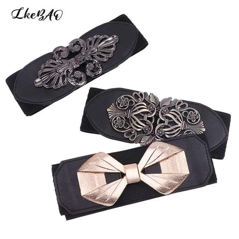 

1PCS Vintage Elastic Wide Waistband Black Belts For Women Corset Cummerbunds Dress Shirt Decoration