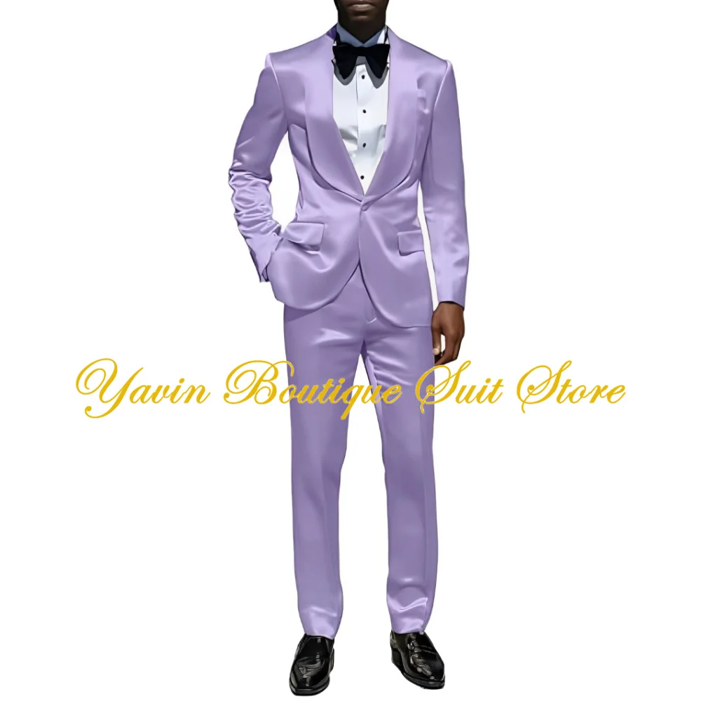 

Men's Suit 2 Piece Slim Fit Satin Suit Tuxedo Jacket Blazer Pants Suit Set for Wedding Dinner Prom Party