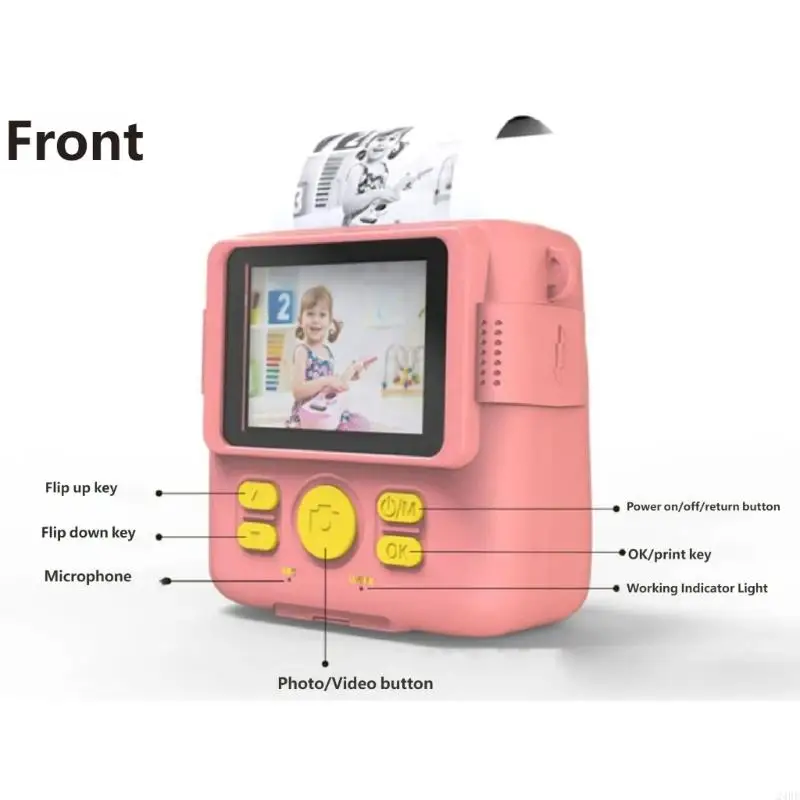 

Kids Instantly Print Camera Digital Camera Toy With 8MP Lens And Thermal Printing Paper Rolls For Children Birthday Gift 24BE