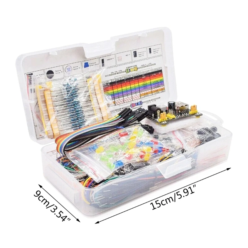 Elektronica-leerset Basiscomponenten 830 gaten Breadboard-tutorial inbegrepen