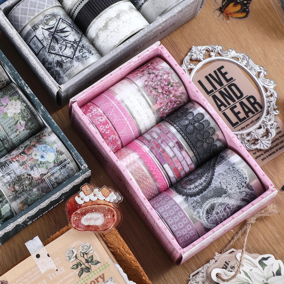 

10 рулонов водонепроницаемой малярной ленты из ПЭТ с цветочным растительным узором, креативной кружевной ленты для рукоделия и декоративной ленты для скрапбукинга