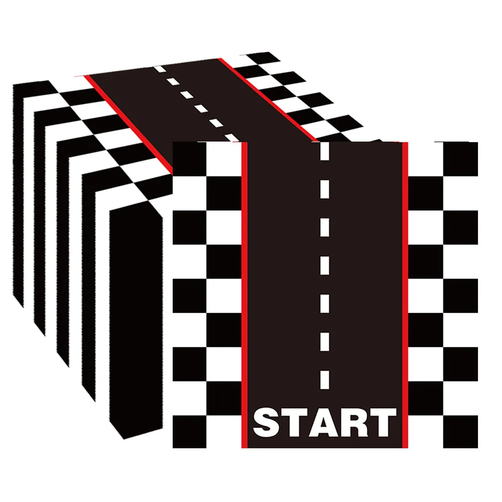 20–100 Stück Rennwagen-Party-Serviette, schwarz, weiß, karierte Flagge, Rennstrecke, Auto, Rad, Einweg-Papier, Cocktailserviette, Geburtstagsdekorationen – Detail 2