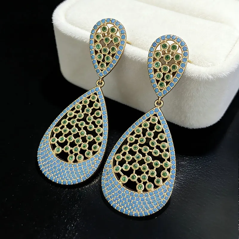 

Роскошные женские вечерние серьги Bilincolor синего цвета овальной формы