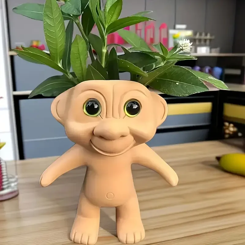 Creative Cute Extraterrestrial Being Resin Flower Pot Office Desk Ornament Outdoor Garden Lawn Courtyard Home Decoration