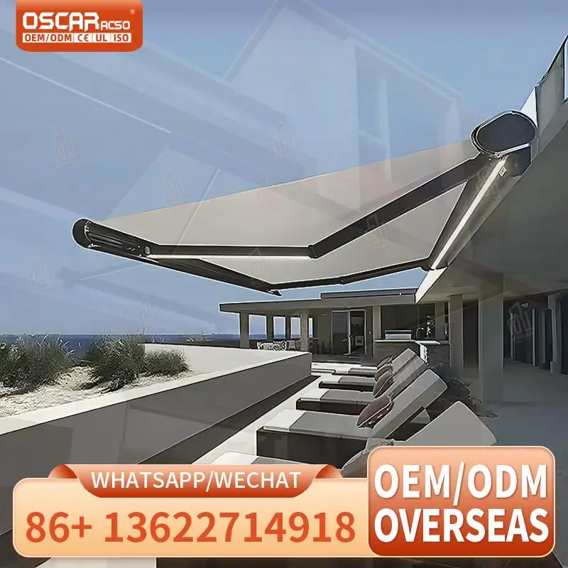 

Rain Prevention Wall Mounted Aluminum Motorized Retractable Extendable Sun Awning for Patio Balcony Garden Retractable Awning